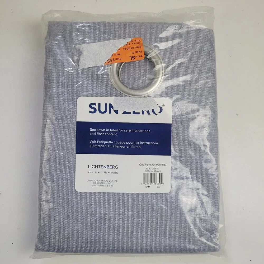 NEW Sun Zero 50 x 108 One Grommet curtain panel 'Silver' #CT20